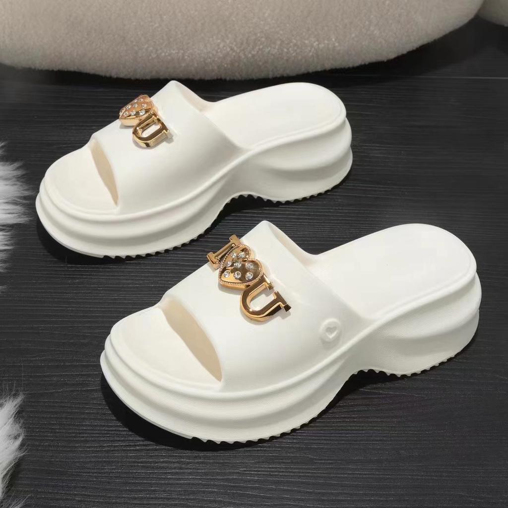 EVA thick-soled women's slippers summer home indoor soft-soled high-elastic slippers bathroom bath cold flower buckle slippers