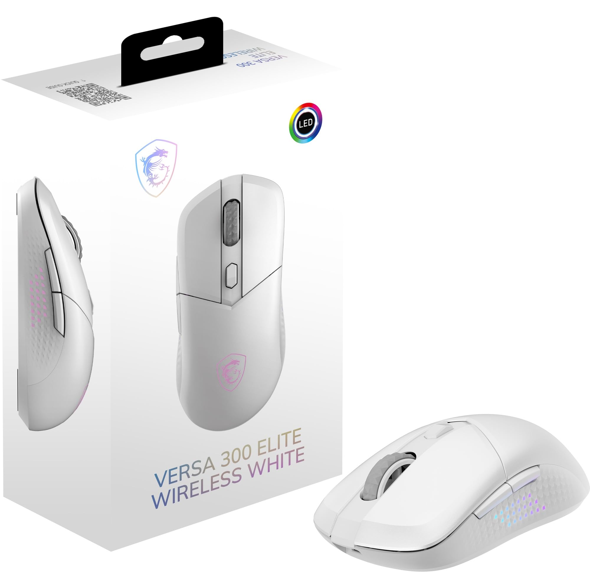 

MSI VERSA 300 ELITE WHITE W Wireless Gaming Mouse Lightweight 65g Wired Wireless Symmetrical MS0758