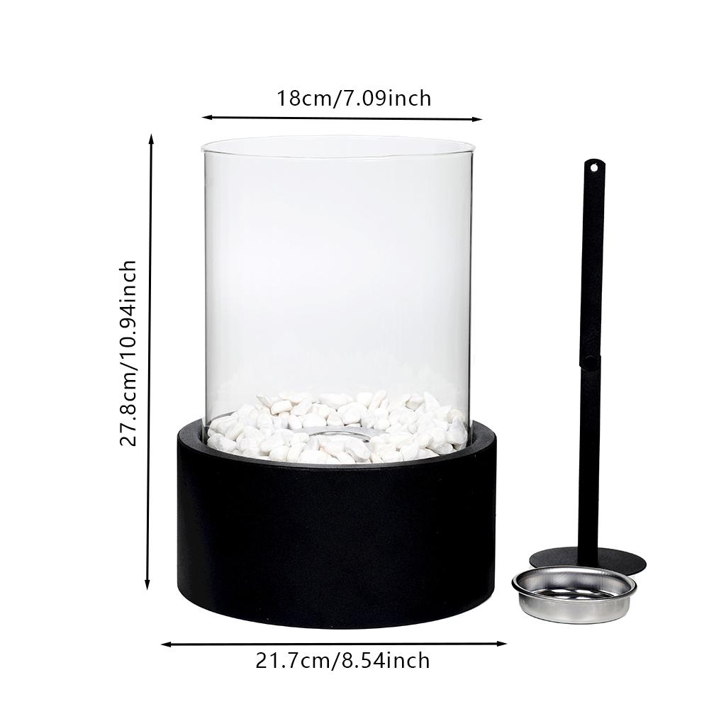 Round Metal Black Table Fireplace Tabletop Ethanol Fireplace Round Black Bio Ethanol Ventless Fireplace (EU Stock)