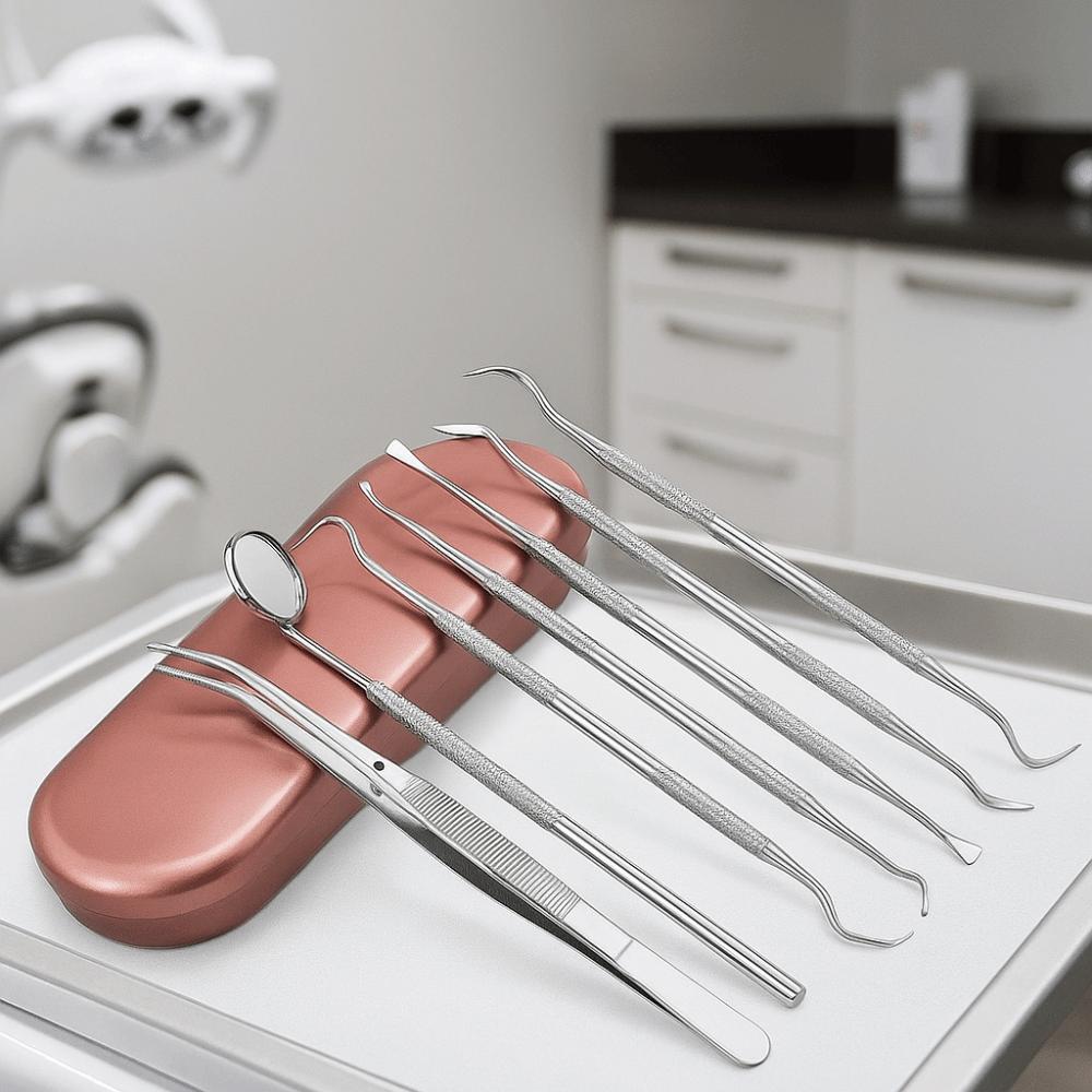 7/8Pcs Stainless Steel Dental Cleaning Tools with Storage Box Tongue Scraper  Adult