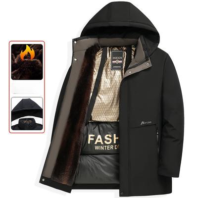 Winter Men's Plus Velvet Thick Padded Jacket Warm Jacket Business Casual Down Padded Jacket Mid-length