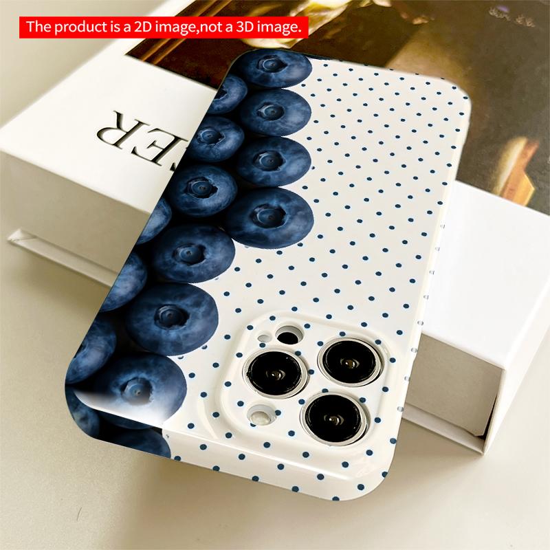 2DFlat Blueberries and Polka Dots All inclusive film hard iPhone case, compatible with iPhone 18 Pro Max 17 16 15 14 13 12 11