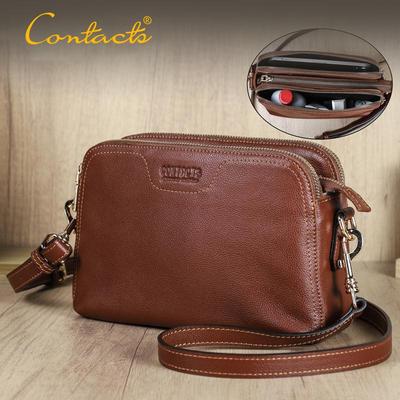 Dame Casual Fuldnarvet Ko læder Multi-Kæde Crossbody Skulder Taske