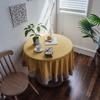 French Romantic Simple Ruffle Tablecloth Cotton Linen Table Cover American Round Tea Table Literary Retro Party Decoration
