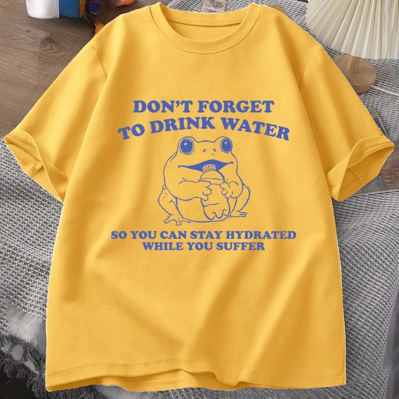 

Stay Hydrated While You Suffer TShirt Vintage Style Funny Frog Graphic Tee Summer Cotton Short Sleeve Tshirts Oversized Tees 4XL
