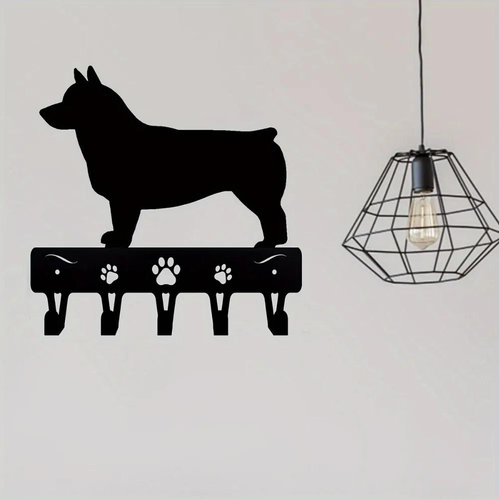 1pc Swedish Vallhund Key Rack Dog Leash Hanger - 9 Inch/6 Inch Wide Metal Wall Art for Wall Hanging and Hooks