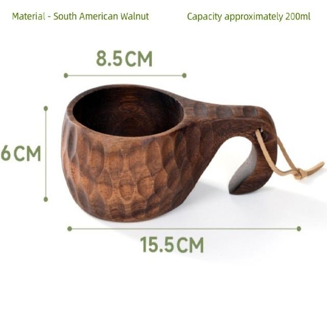 Nordic Style Finland Wooden Mug, Handmade Outdoor Camping Travel Coffee Beer Cup Portable Drinkware