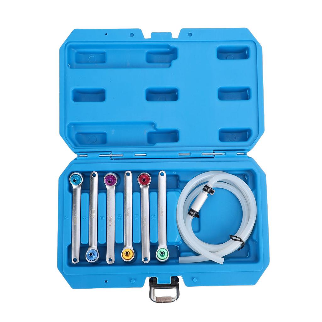 7pcs Brake Bleeder Wrench Set 7 8 9 10 11 12mm Brake Bleeding Wrench Kit with Check Valve Hose for Vehicles