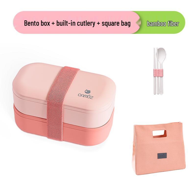 Microwaveable Japanese Double-Layer Bento Box - Portable, Sealed & Divided for Office Workers