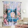 2pcs, 2D FLAT PRINTING Curtains (Without Rod) FloralSewing Chic Curtain Chic Semi-Sheer Curtains Outdoor Decorations Decorative