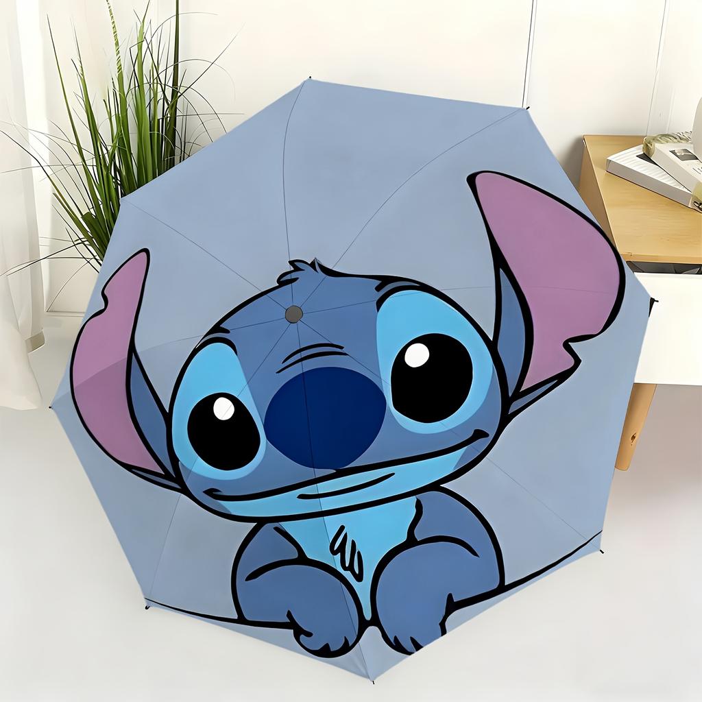 1pc Umbrella Featuring Stitch Cartoon Character, a Fully Automatic Umbrella Suitable for All Occasions, a Portable Folding Rai