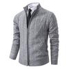 Men's stand-up neck cardigan sweater dad's knitted sweater thickened fashion jacquard knitted jacket men's