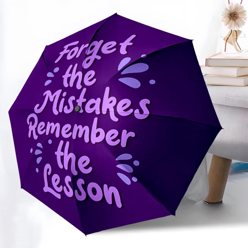 

1pc Forget the Mistakes Automatic Folding Umbrella - Portable Collapsible, 8-Rib Durable Frame, Perfect for Outdoor Use, yy251218097