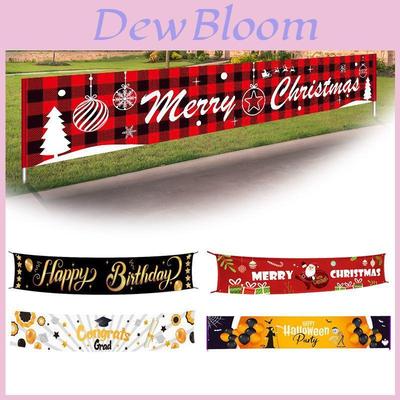 Large Merry Christmas Banner Sign With Vibrant Santa And Festive Gift Patterns For Home Decoration