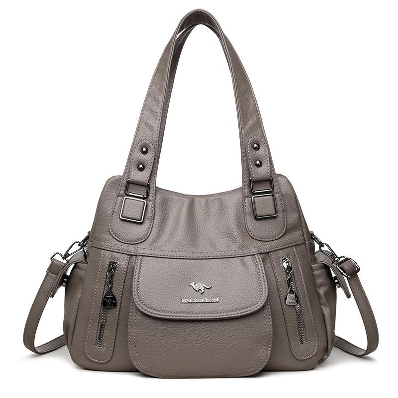 

Винтажная женская сумочка большой вместимости, многофункциональная сумка через плечо, сумка кроссбоди для матери среднего возраста серый