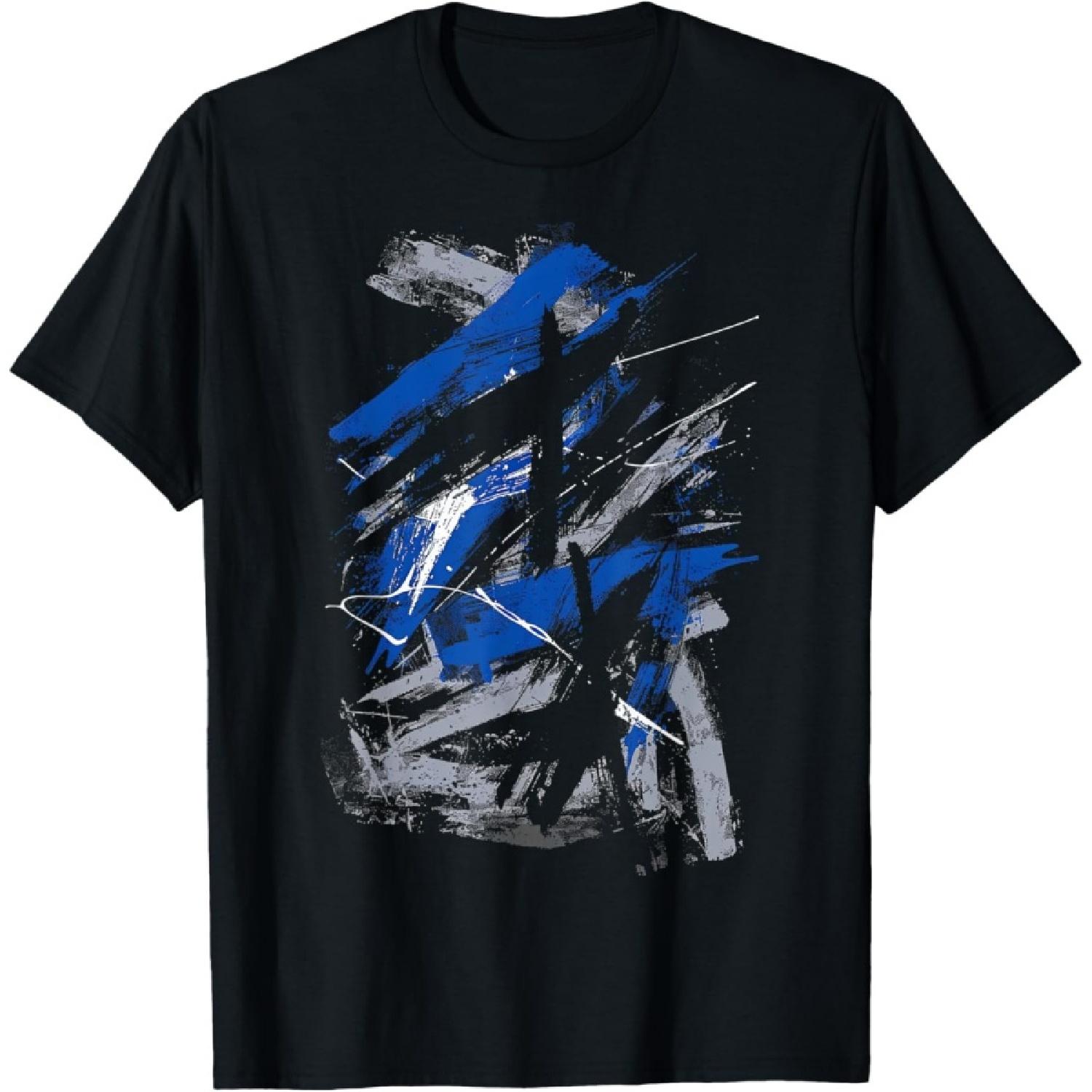 Blue And Black Urban Art Graphic T-Shirt S