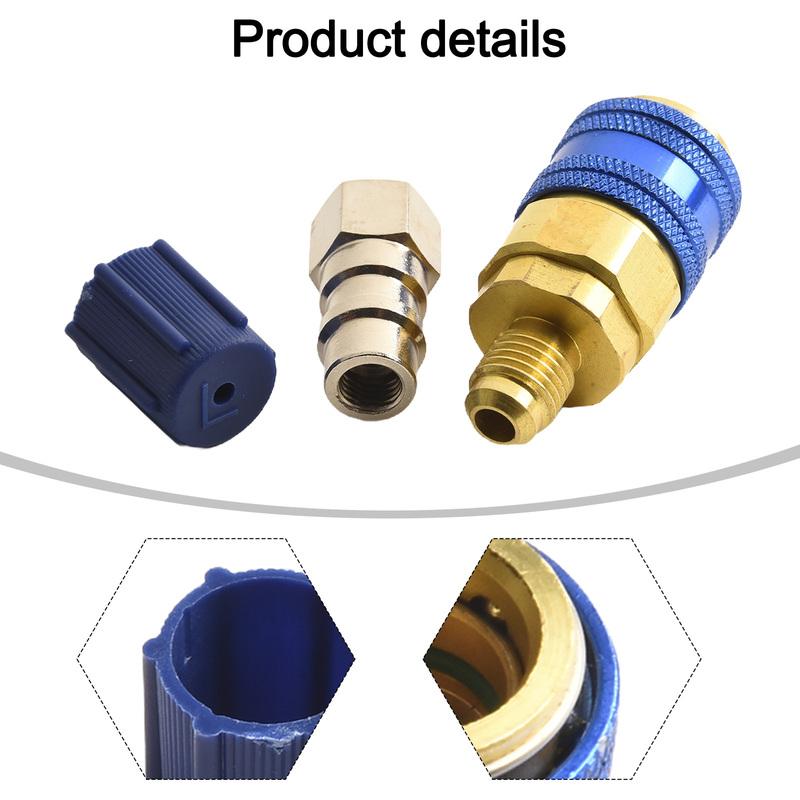 2X Car A/C Air Condition Low/High R134 Quick Coupler Extension Adapters 1 X Blue Quick Coupler(With Cap)  1 X Red Quick Coupler(
