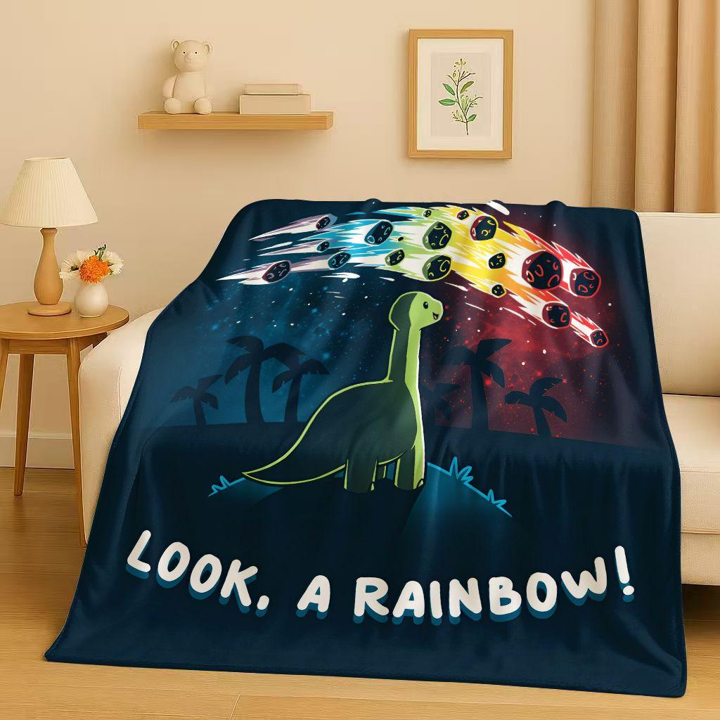 2026 New Space Dinosaur Cartoon Dino Art Flannel Blanket,Ultra Soft Warm Plush Throw for Home Bedroom Bed Sofa Cover Kids Gift