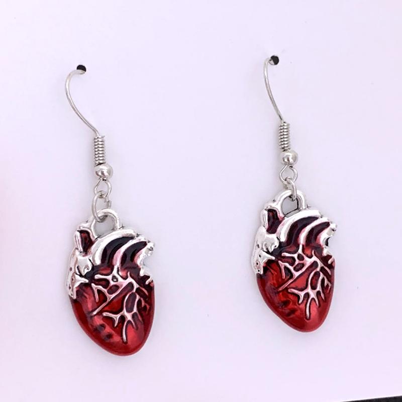 The Beating Heart Earrings Chain Ear Cuff Clip Jewelry Gift,Witchy Gothic Vampire Spooky Boho Bohemian