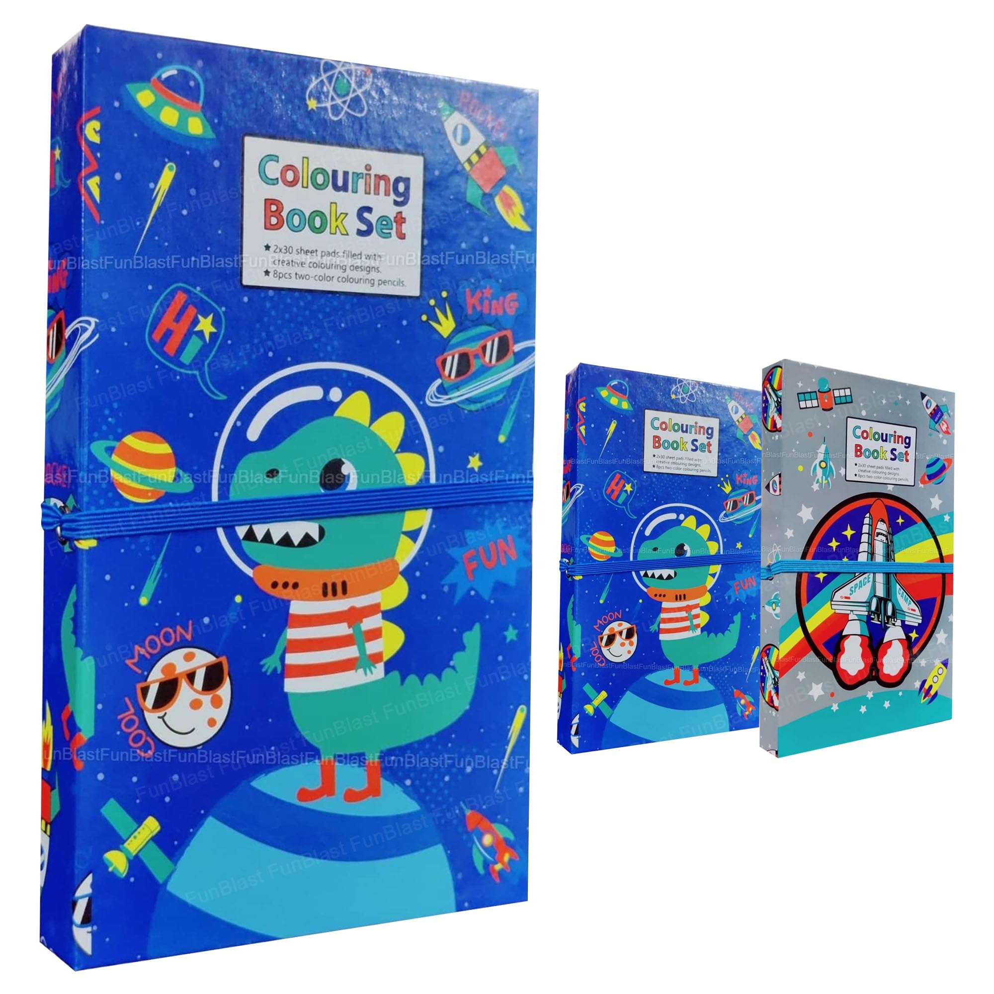FunBlast Cartoon Colouring Book with 8 Double Side Colour Pencils, Art and Craft Drawing Color Book Set for 3+ Years Old Boys, Girls Toddlers, Re