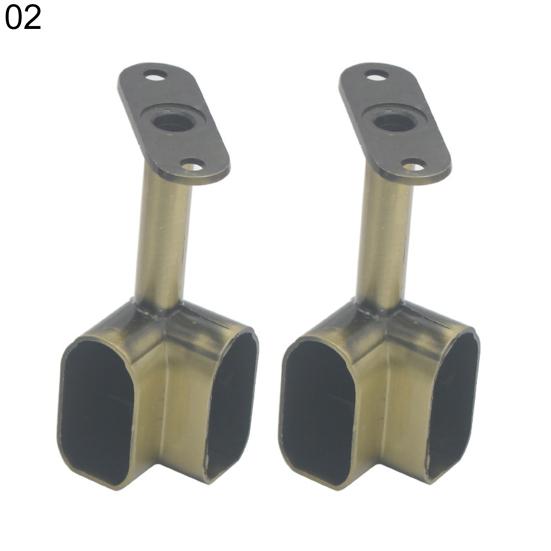 2Pcs Alloy Ceiling Mounted Bracket Corner Wardrobe Rod Clothes Rail Lever Holder