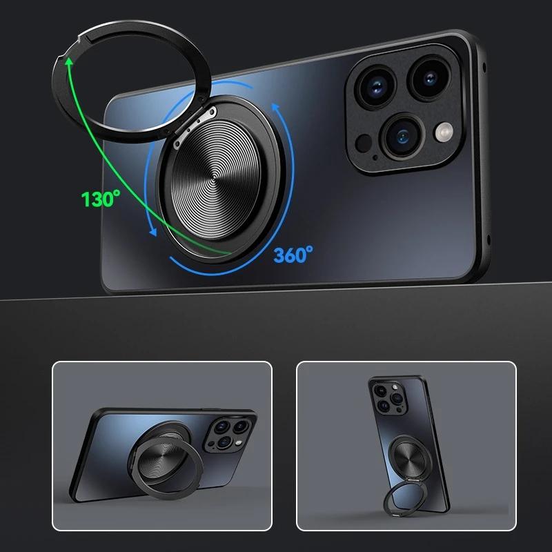 Magnetic Case for Samsung A54 A34 A24 A14 Matte Shockproof 360° Rotating Ring Holder Cover for Samsung A55 A35 A25 A15 A05S A56