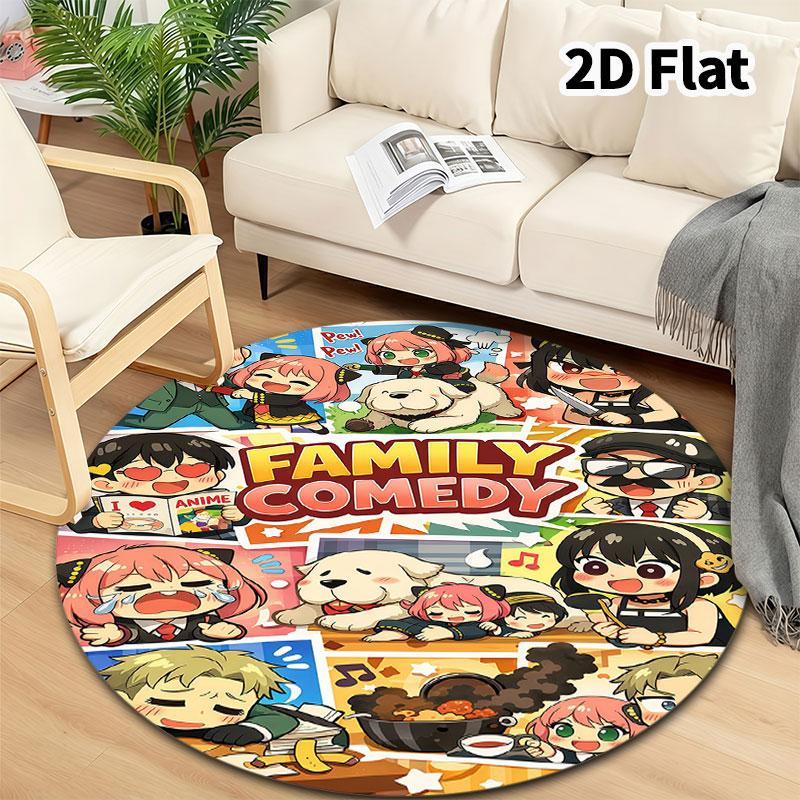 Spy Family Round Area Rug Carpet Rug For Living Room Bedroom Sofa Playroom Decor Nonslip Floor Mat