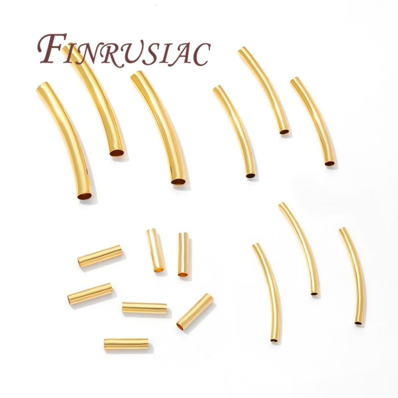 30/60PCS 18K Gold Plated Tubes For Jewelry,Spacer Beads,Separators For Bracelets,Tube Beads,DIY Jewelry Making Accessories