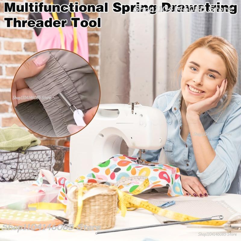 Multipurpose Rope Threading Tool DIY Bendable Spring Drawstring Threader Clip Sewing Needle for Pulling Ropes Elastic Band Craft