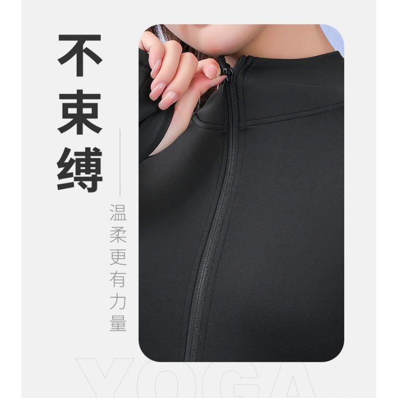Womens High Neck Cropped Colorblock Yoga Jacket Slim Fit Quick Dry Workout Top Long Sleeve