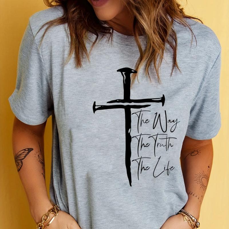 Love Like Jesus Crewneck Print TShirt Short Sleeve Crew Neck Casual Top for Summer Spring Womens Clothing Regular Short Sleeve