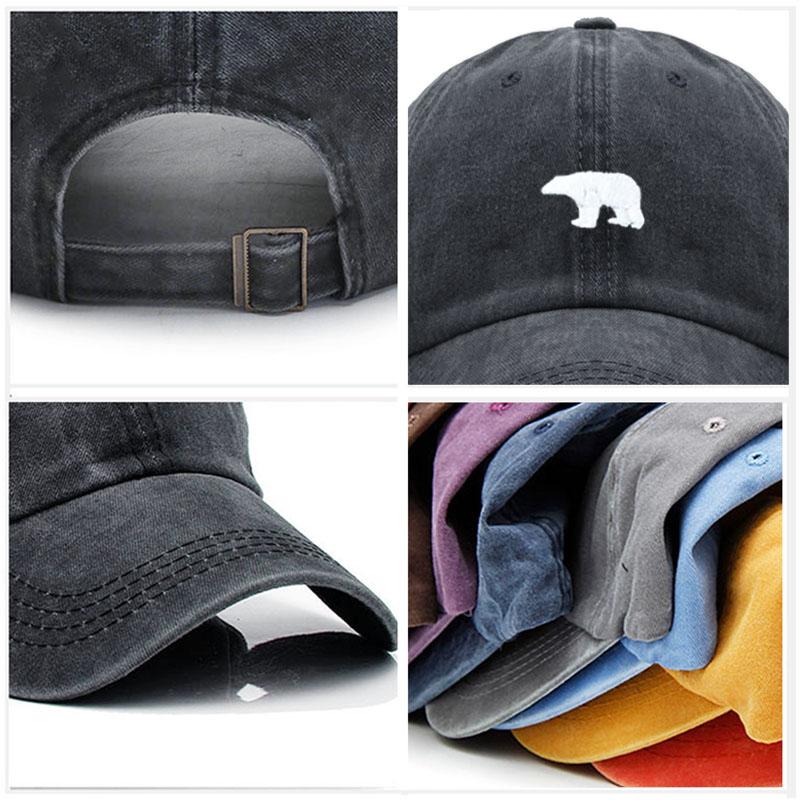 Little Bear Embroidery Baseball Cap For Women Men Fashion Adjustable Soft Washed Cotton Dad Hat Unisex Classic Golf Caps