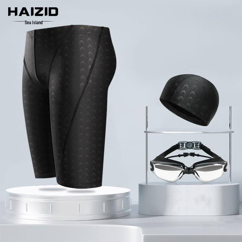 Pánské rychleschnoucí plavky z žraločí kůže a set čepice - Závodní voděodolné plavky