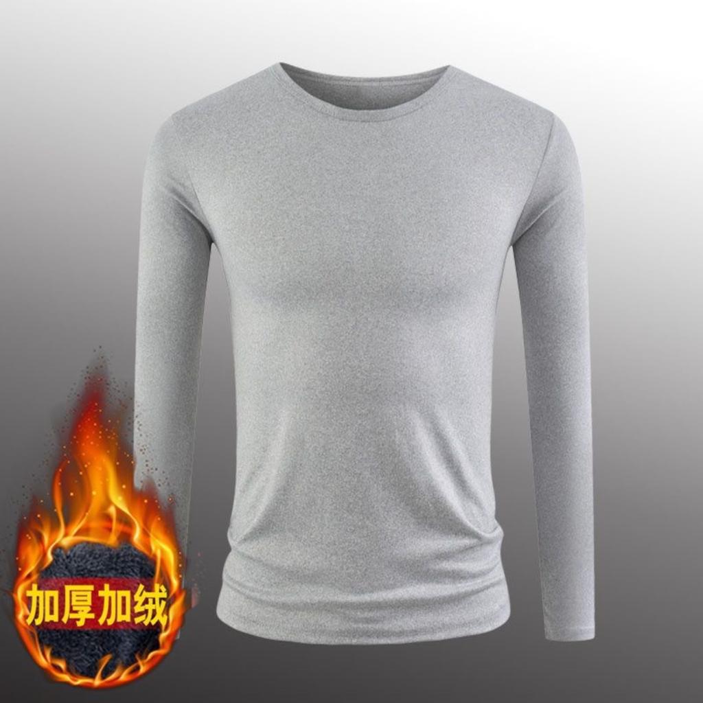 Men's Plush And Thick Warm Long-sleeved T-shirt Winter Round Neck Bottoming Shirt
