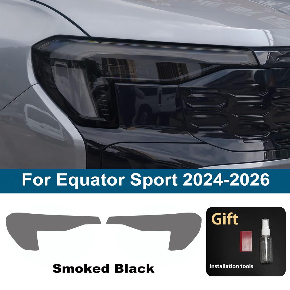 High-Gloss Car Headlight Protective Film For Ford Territory Equator Sport Smoke Black Pre Cut TPU PPF Anti-Scratch Vinyl Wrap