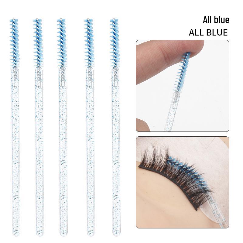 Crystal Handle Disposable Eyelash Brushes, Spiral Straight Comb - 50 Pack