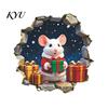Holiday Scene Wall Embellishments Mouse Hole Sticker, Christmas Decal, Self Adhesive Decals Cute Mice Sticker for Living Room Bedroom Nursery