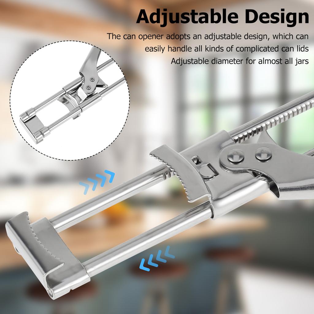 Deschizător de borcane Deschidetor de sticle manual reglabil Deschis de conserve din oțel inoxidabil Dispozitiv de prindere pentru capac de borcane Instrument portabil pentru îndepărtarea capacului de cutie de casă Gadget