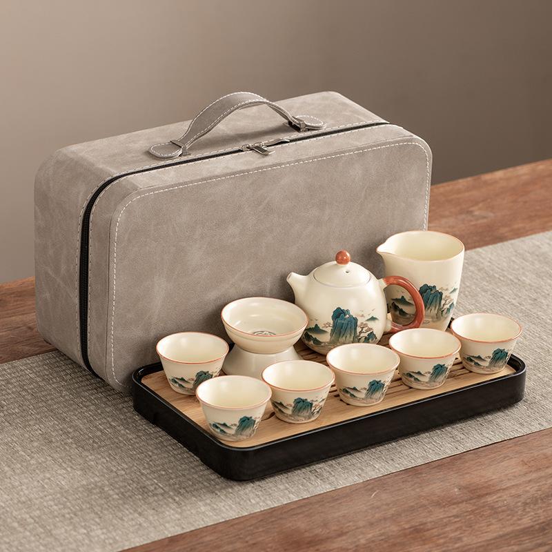 Dragon Egg Teapot Huang Ru Kiln Travel Kung Fu Tea Set Household Portable Teacup Teapot Light Luxury Business Gifts