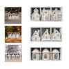 3 Pieces Christmas Miniature House Statue Table Centerpiece Craft Xmas Village Toy for Shelf Living Room Holiday Indoor Office