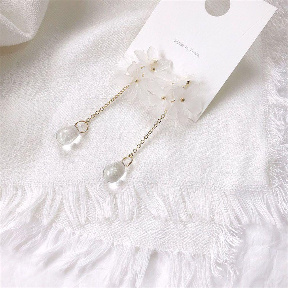 White Japan Dangle Transparent Crystal Petal Fashion Small Drop Earrings Ear Studs Jewelry Eardrop