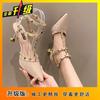 2025 popular high heels women's versatile willow nails single shoes pointed head thick heel bag head sandals thin heel small single shoes women