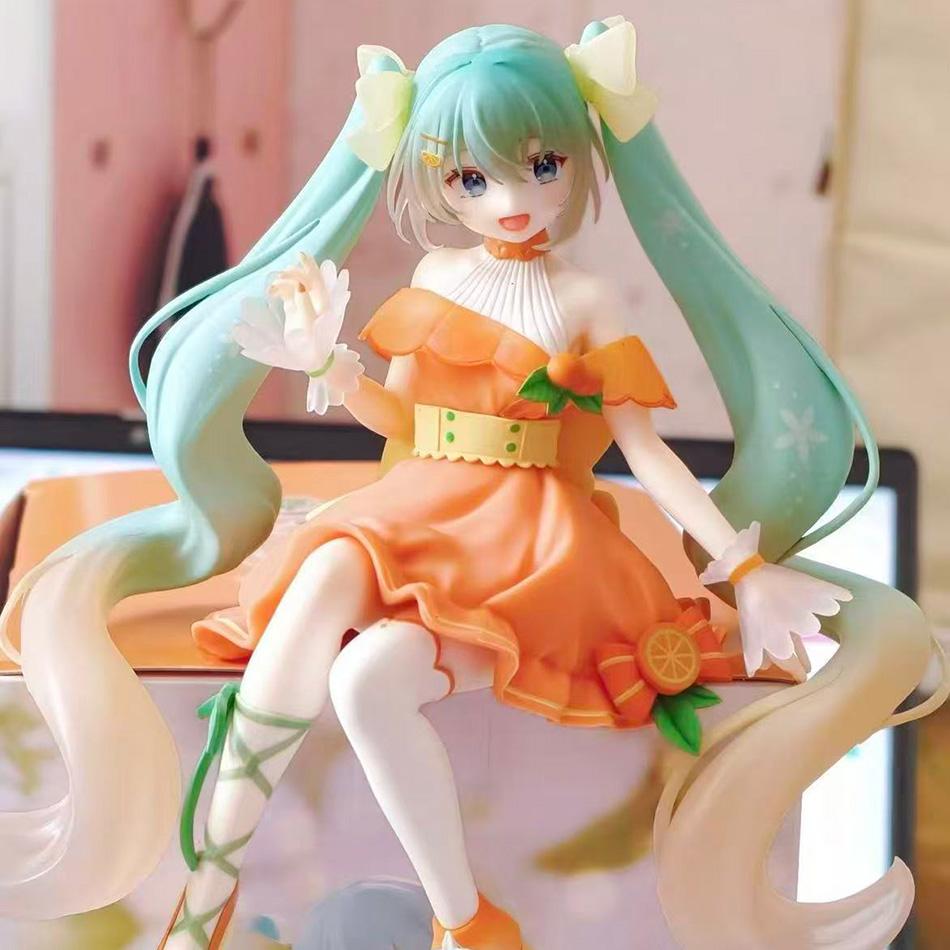 Anime Hatsune Miku Figure Noodle Stopper Figure Kagamine Rin Tangerine Lime Model Toy Doll Aciton Figure Collection Gift