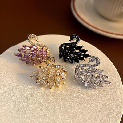 S925 Silver Needle Swan Earrings with Micro-Inlaid Zircon – Elegant, Fashionable, and Versatile