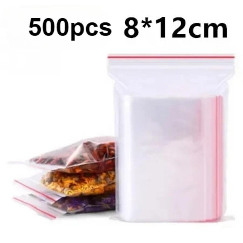 80 Microns 500-100PCS/bag, High Transparent PE Zipper Bag Reusable Plastic Self Sealing Bag Sugar Candy Dry Gift Storage Bag