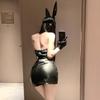 Sexy lingerie dark temperament little witch skirt cosplay sexy patent leather tight leather skirt