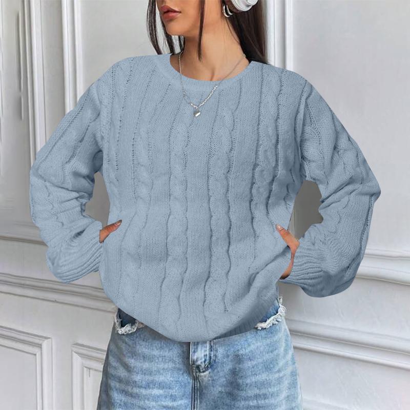 VONDA Женские осенние свитера с круглым вырезом и длинными рукавами в полоску однотонные 3XL синий 1979₽