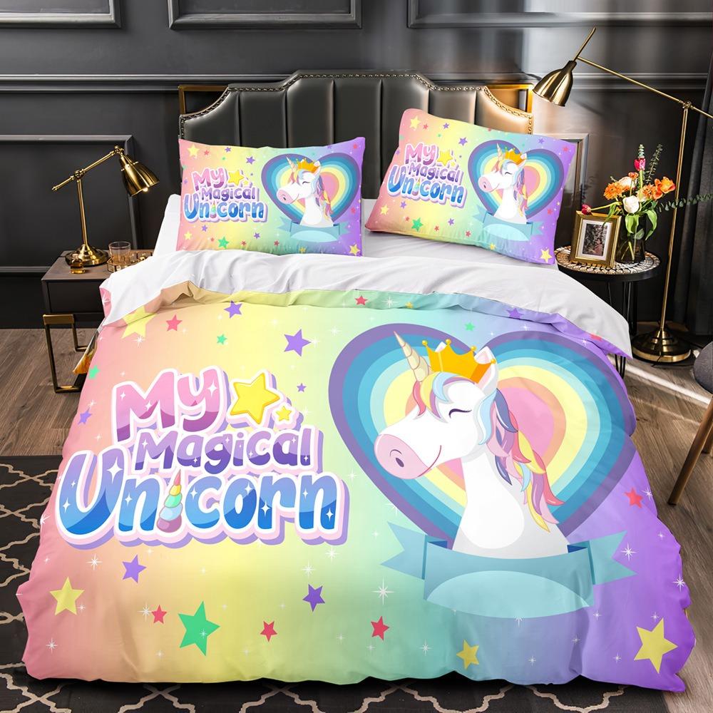 Magical Unicorn Bedding Sets Quilt Bed Cover Comforter Duvet Cover Pillow Case 2-3 Pieces Sets Kids Adult Bedroom Decoration