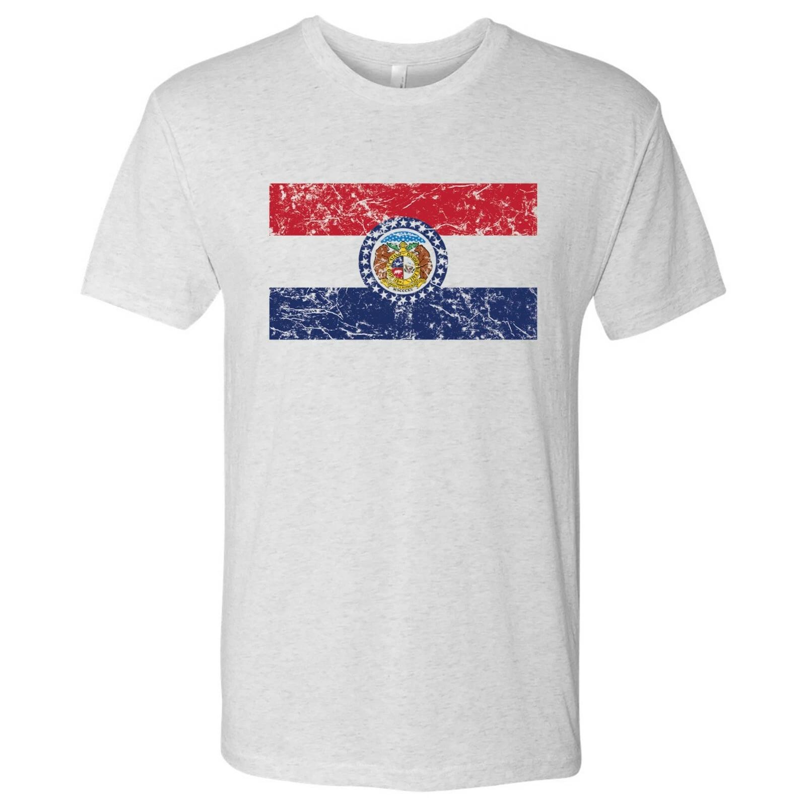 Missouri Flag State Pride Hometown Triblend Mens T-Shirt - Heather White XL