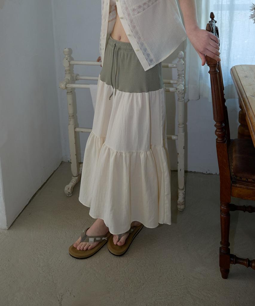 Wioi Urban Layered Swing Skirt_Khaki